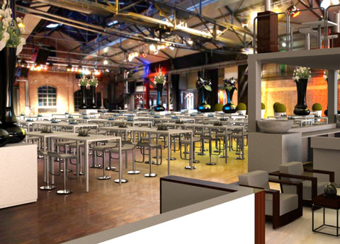 Photomontage of a seating layout made with PYTHA