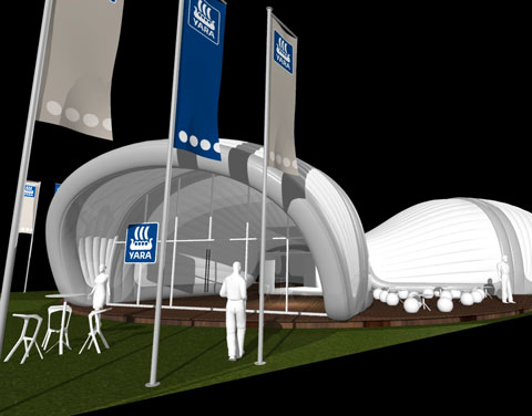 Ein Messe-Pavillion, auch in PYTHA designt