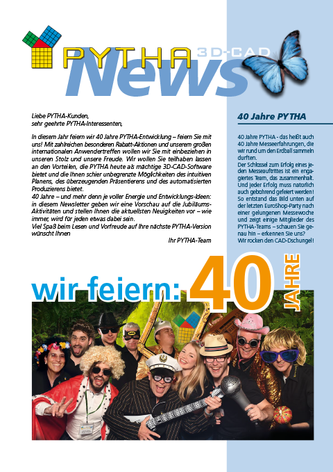 Titelseite des PYTHA Newsletter "40 Jahr PYTHA"