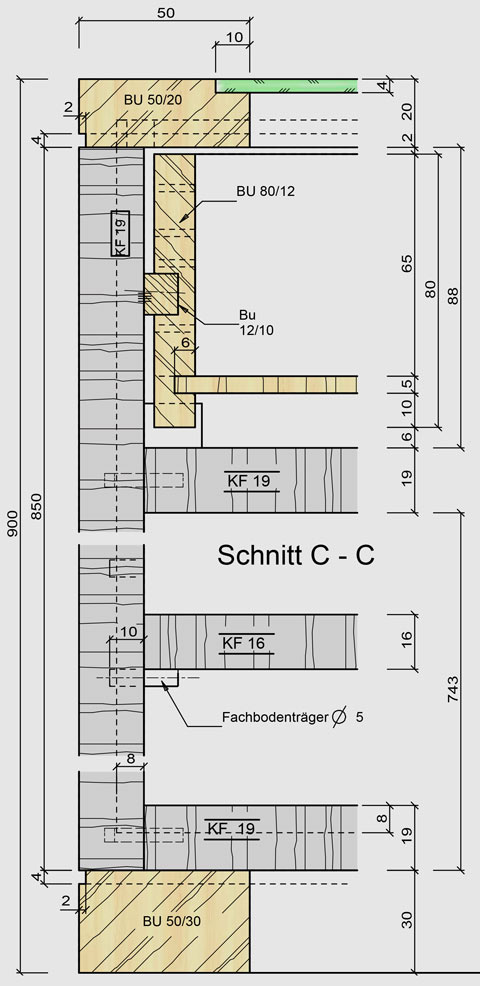 Eine Schnittzeichnung mit PYTHA erstellt