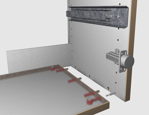 Illustration einer mit Schrankverbinder montierten Seite